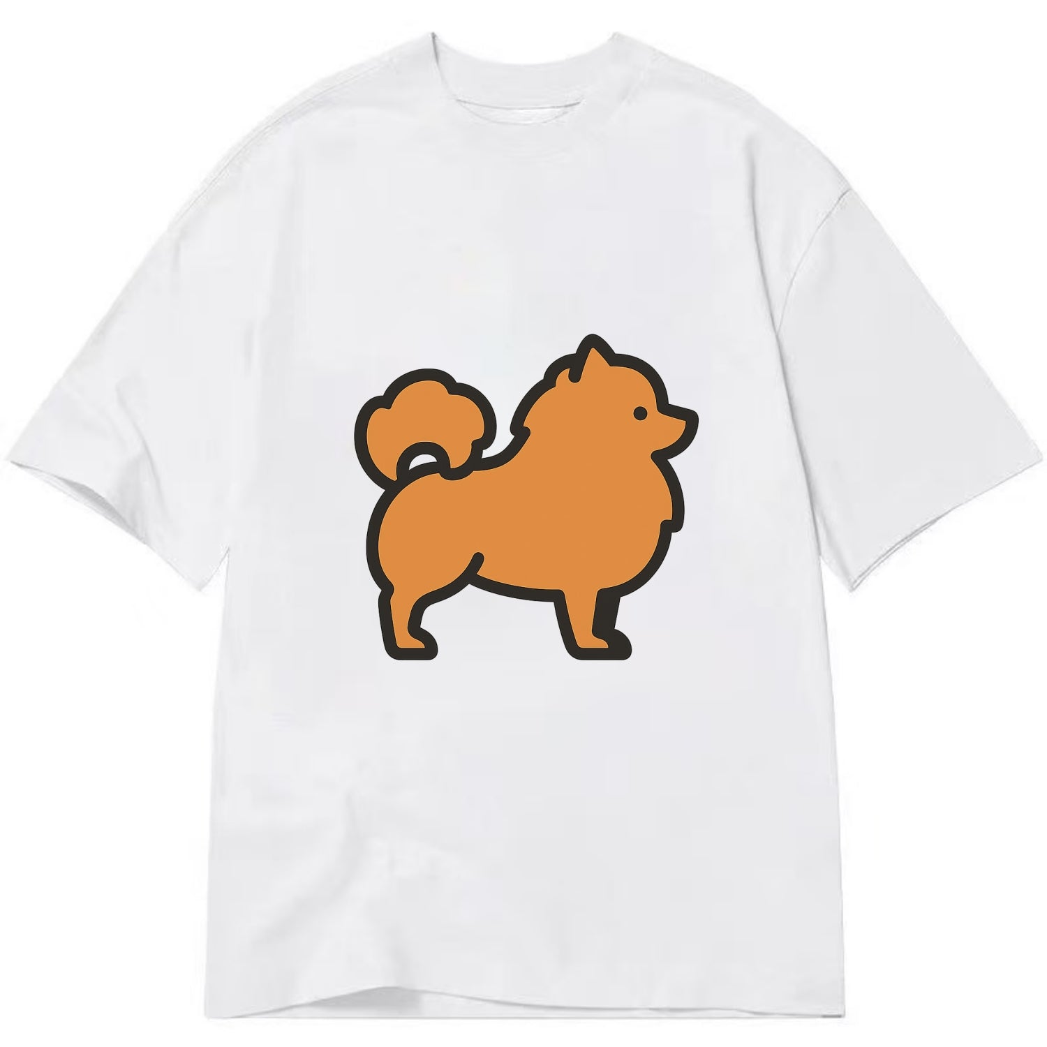 Pomeranian - Orange fluffy flat side profile - Classic T-shirt - White