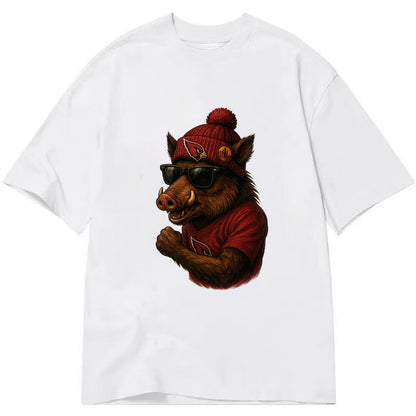 Arizona Javelina wearing Cardinals beanie with desert patch and wayfarer - Classic T-shirt - White