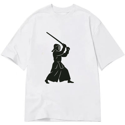Kendo swordsman in striking stance - Classic T-shirt - White