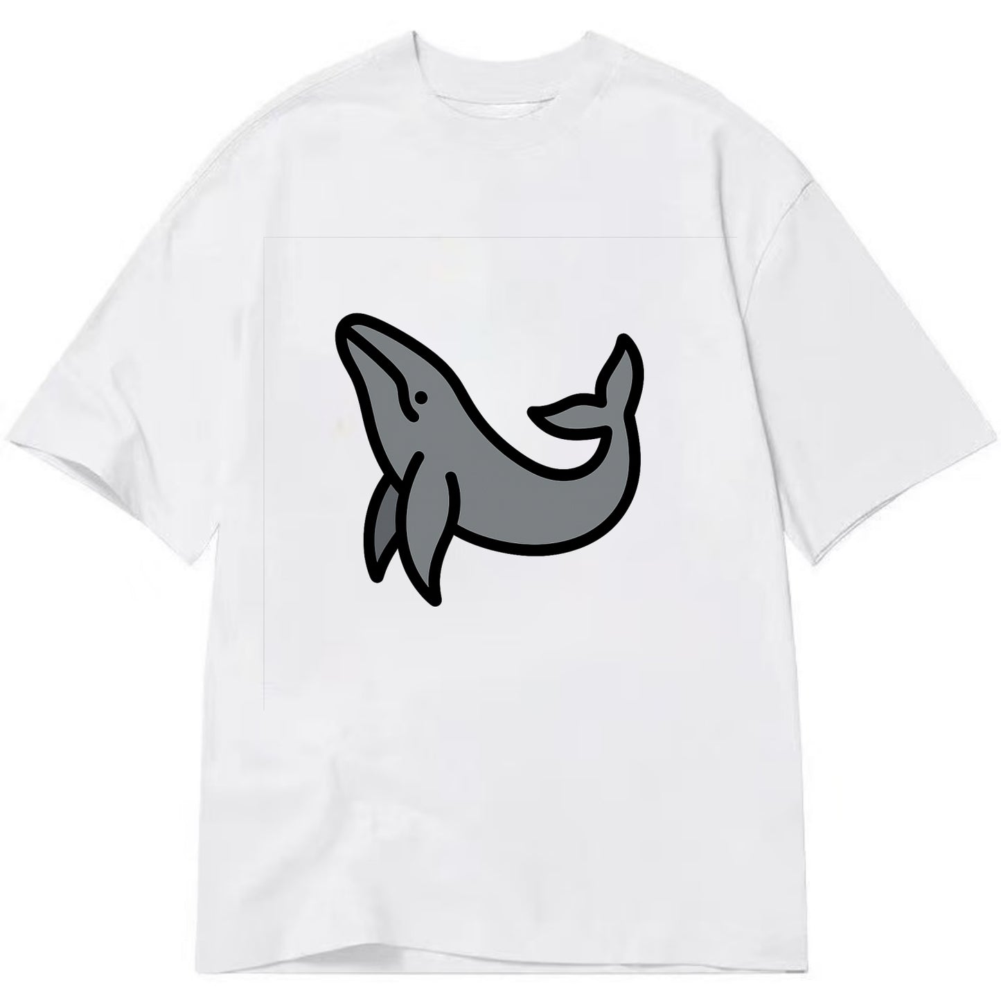 Humpback Whale - Gray breaching pose flat side profile - Classic T-shirt - White