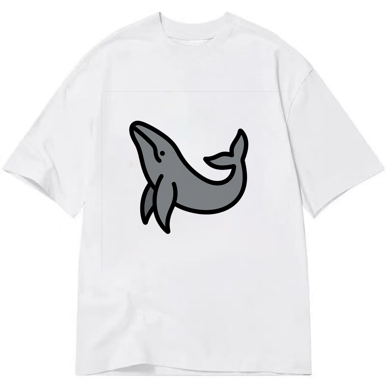 Humpback Whale - Gray breaching pose flat side profile - Classic T-shirt - White