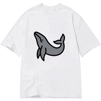 Humpback Whale - Gray breaching pose flat side profile - Classic T-shirt - White