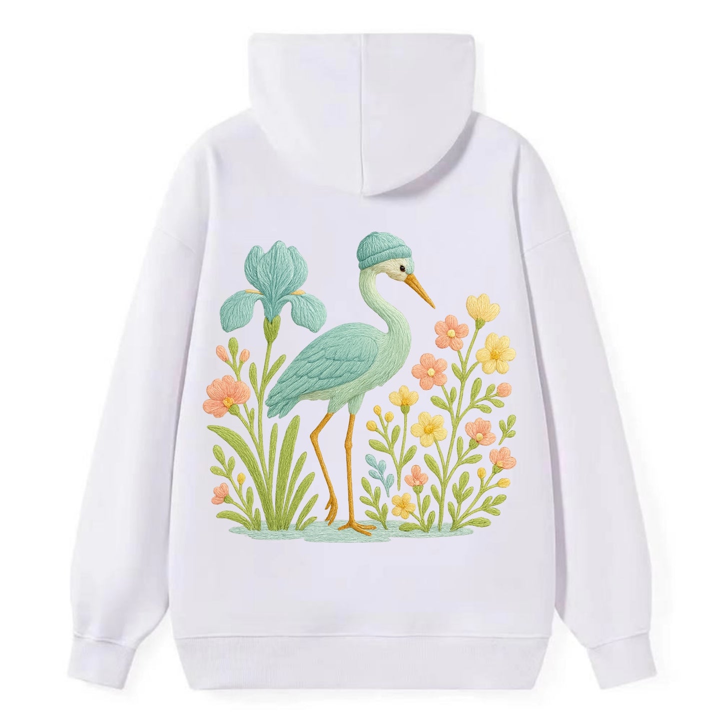 Mint Crane - Classic Pullover Hoodie - White