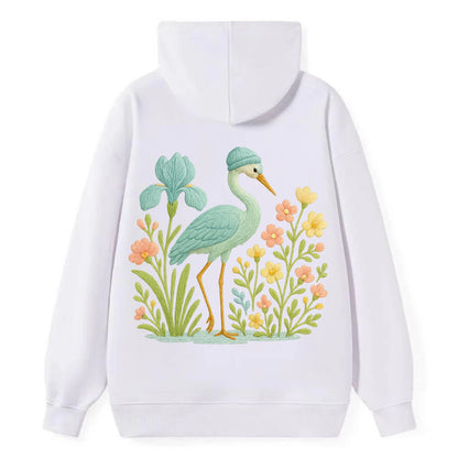 Mint Crane - Classic Pullover Hoodie - White