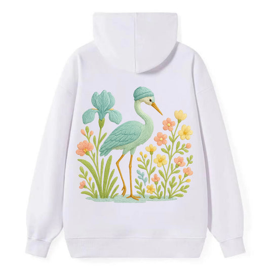 Mint Crane - Classic Pullover Hoodie - White