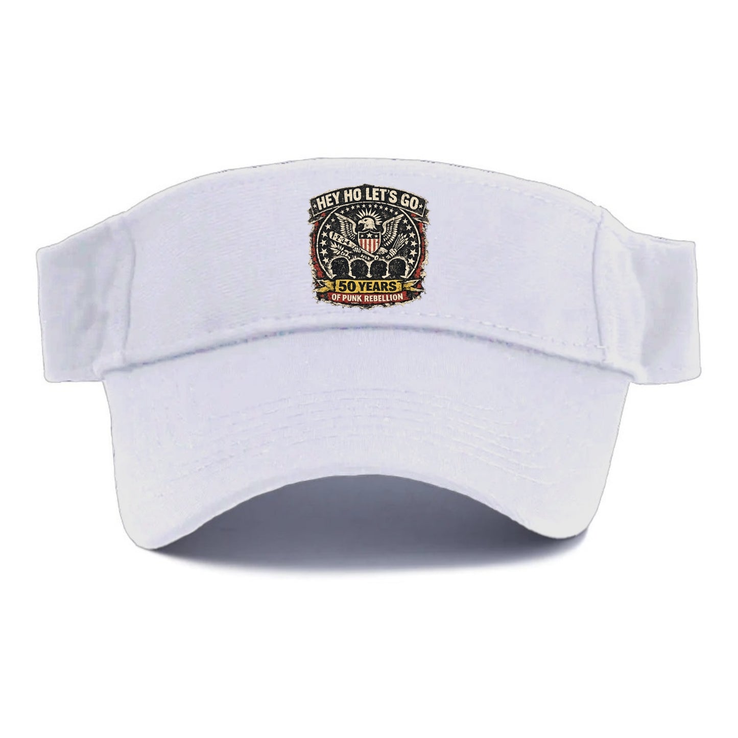RAMONES LEGACY | Hey Ho Let's Go typography | Presidential seal parody | Four heads - Visor - White