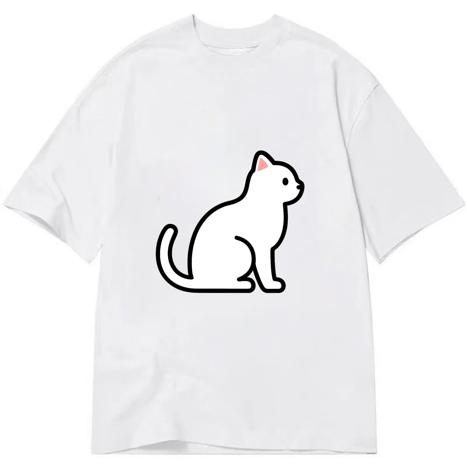Domestic Shorthair - White classic flat side profile - Classic T-shirt - White