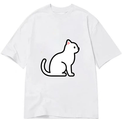 Domestic Shorthair - White classic flat side profile - Classic T-shirt - White