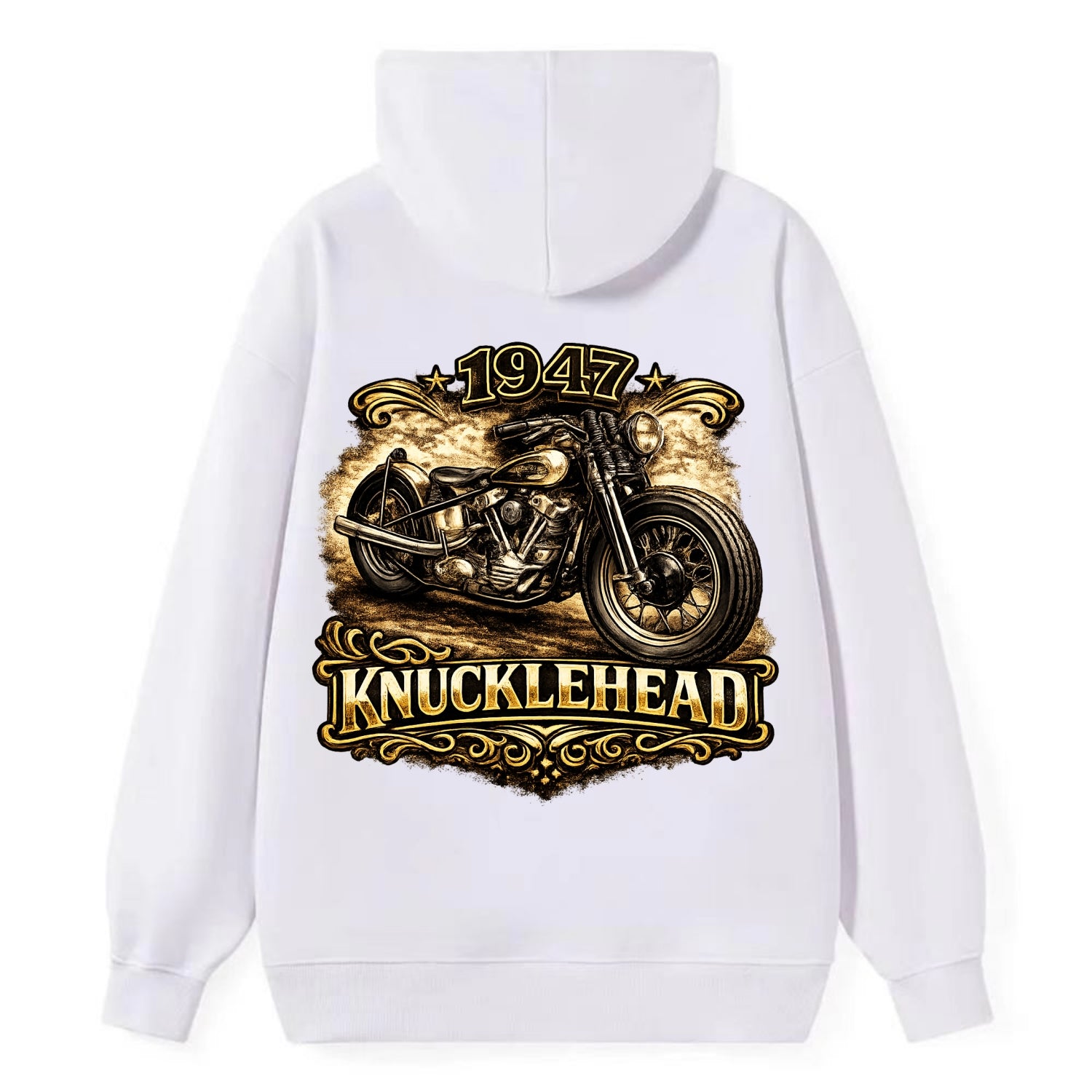 1947 Knucklehead Bobber - Classic Pullover Hoodie - White