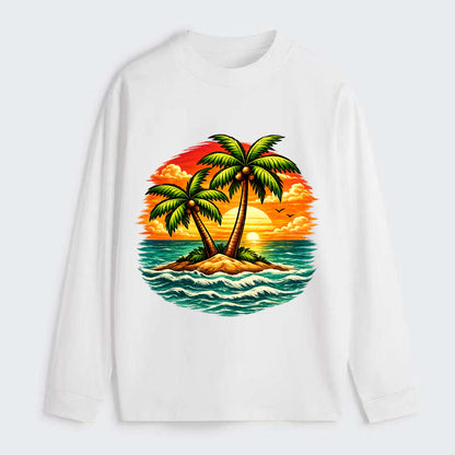 Tropical Island - Classic Long Sleeve Shirt - White