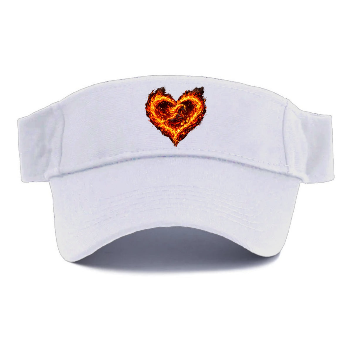 HEART OF FIRE | Flaming heart with horse silhouette inside | Passion embodied | Love and - Visor - White