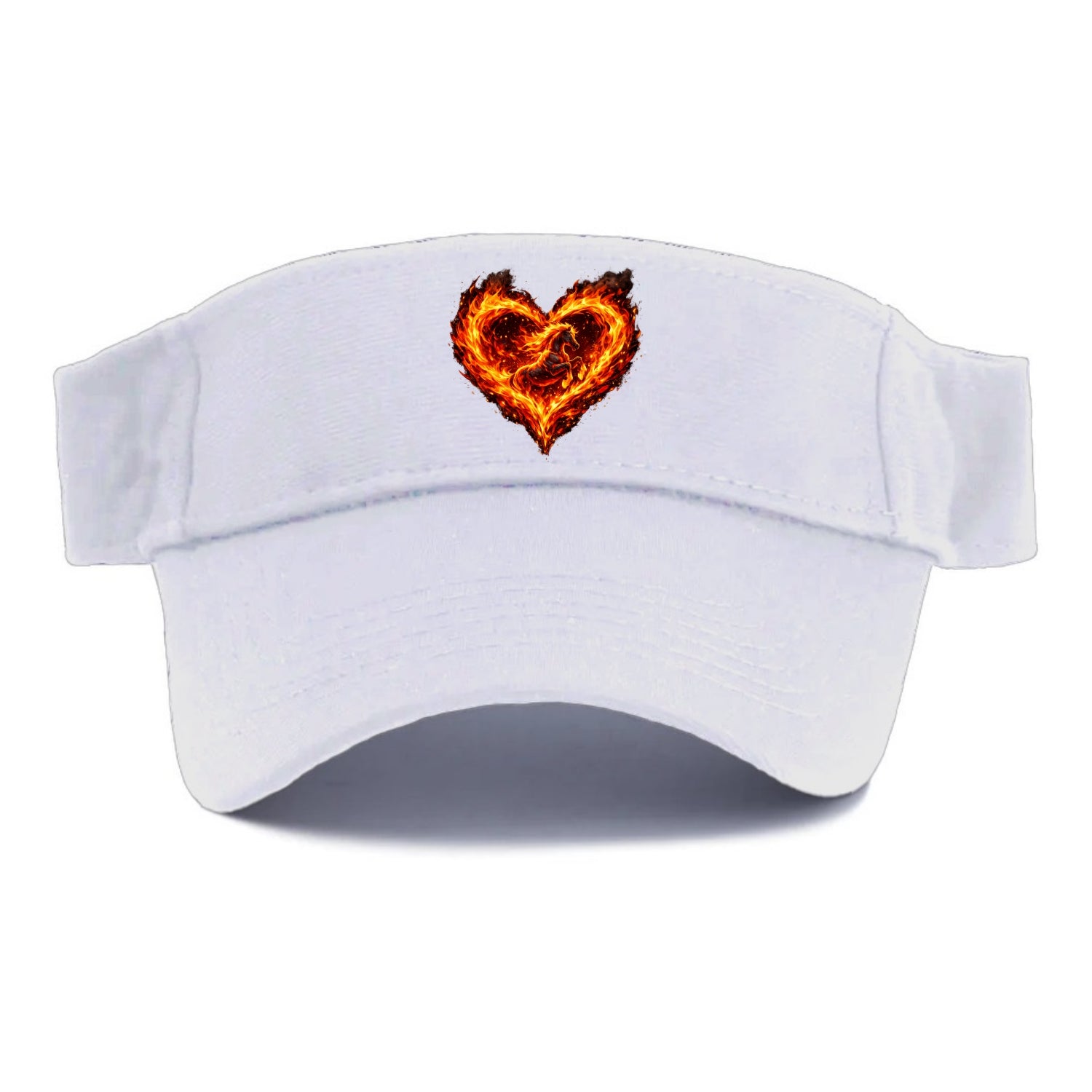 HEART OF FIRE | Flaming heart with horse silhouette inside | Passion embodied | Love and - Visor - White