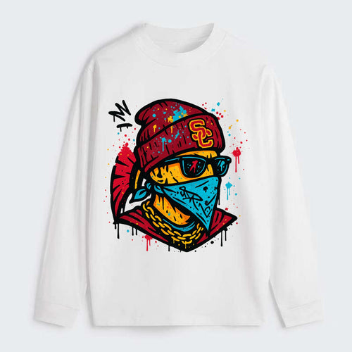 Los Angeles Trojan wearing USC beanie with SC patch - Classic Long Sleeve Shirt