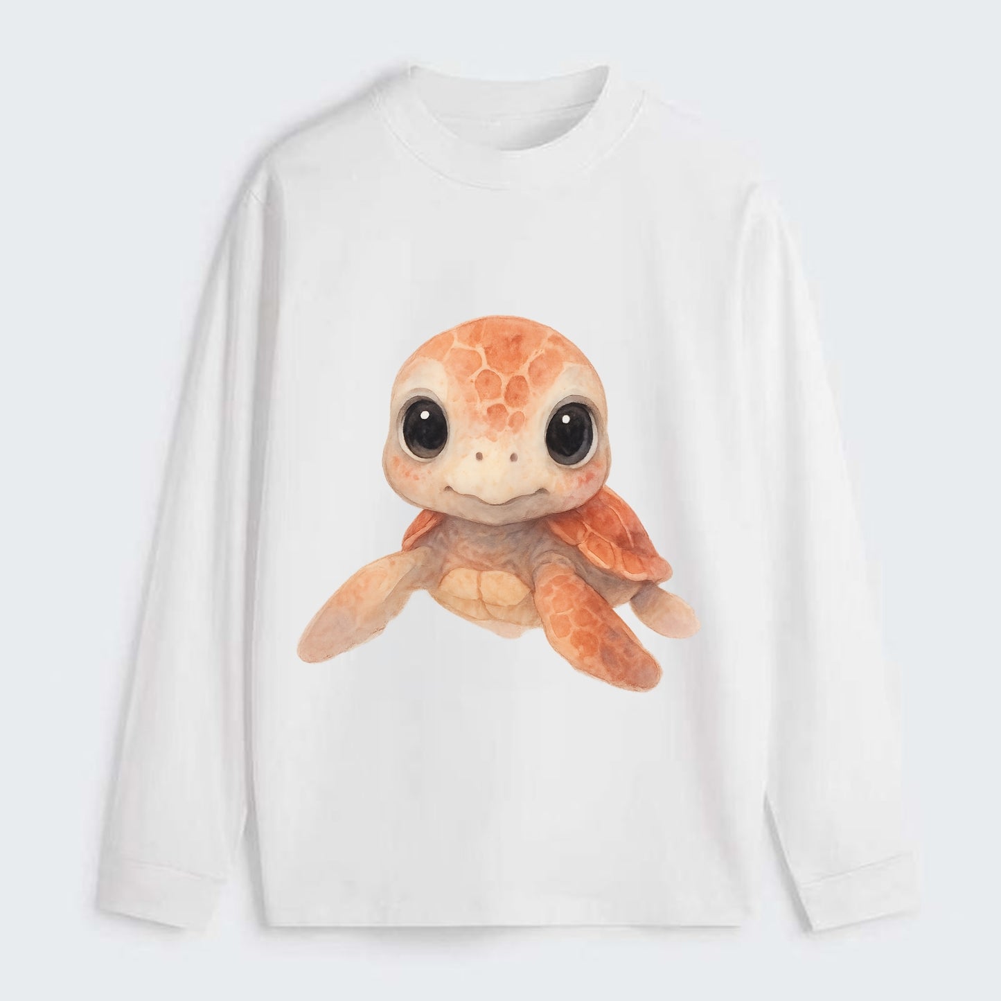 Baby Loggerhead Turtle - reddish-brown shell, big round dark eyes, - Classic Long Sleeve Shirt - White