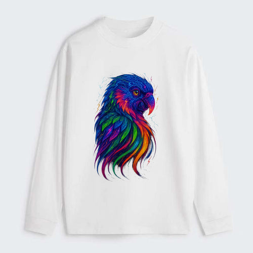 Vibrant parrot with feathers flowing into tropical rainbow streams, - Classic Long Sleeve Shirt