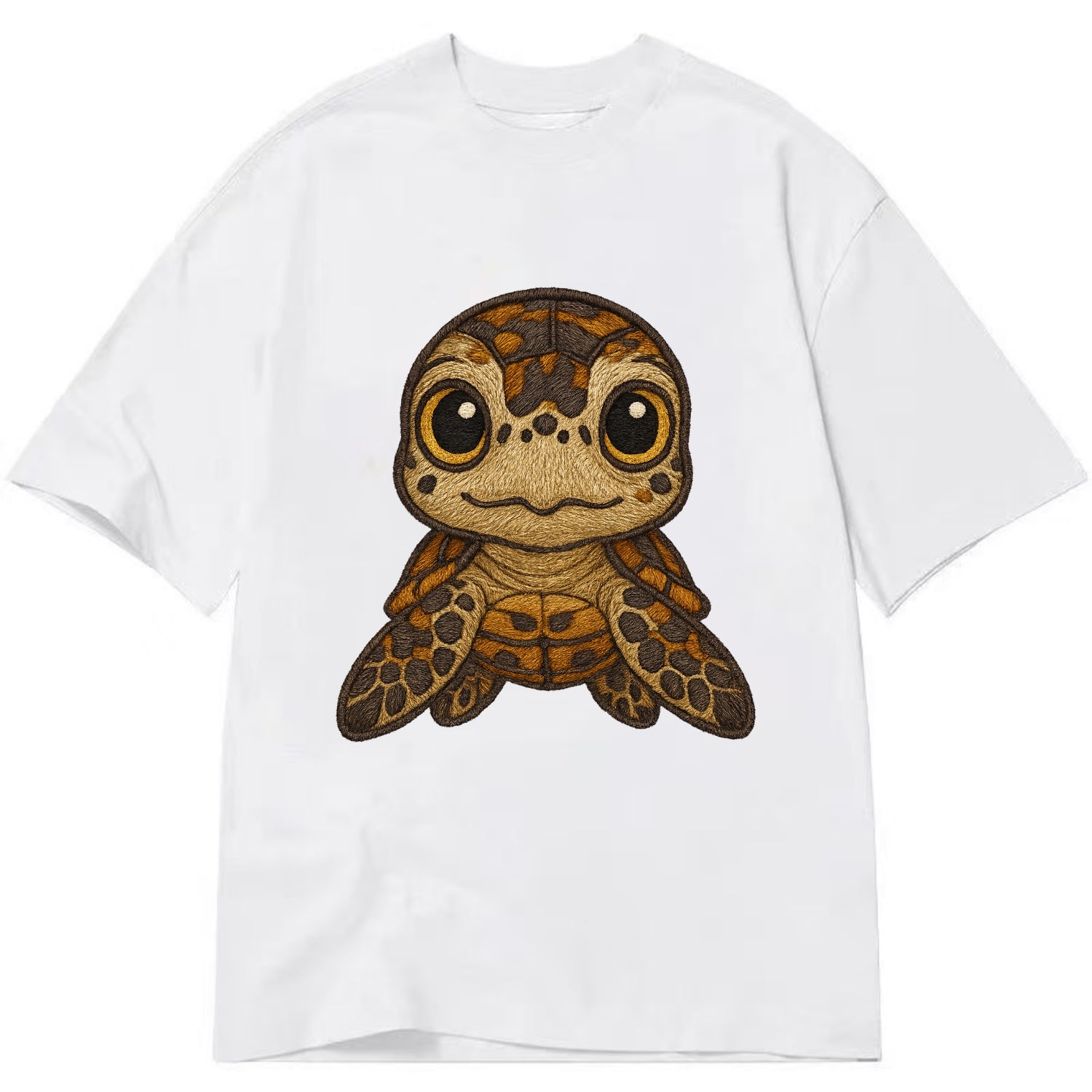 Baby Hawksbill Turtle - amber and brown shell pattern, curious golden eyes, - Classic T-shirt - White