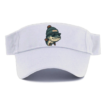 Cleveland Lake Erie Walleye wearing Cleveland beanie with pom pom and wayfarer sunglasses - Visor - White