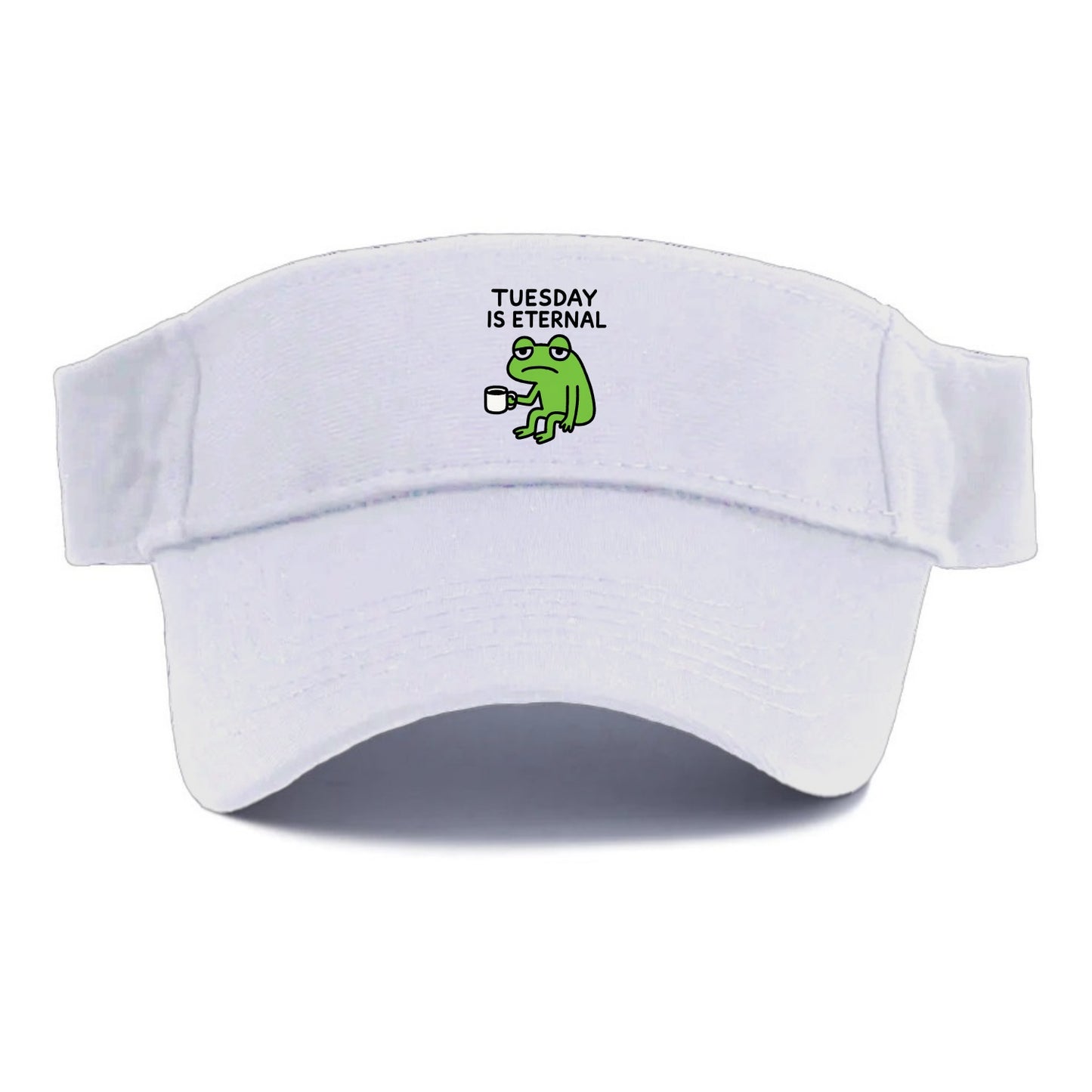 TUESDAY IS ETERNAL | Tired frog with coffee cup - Visor - White