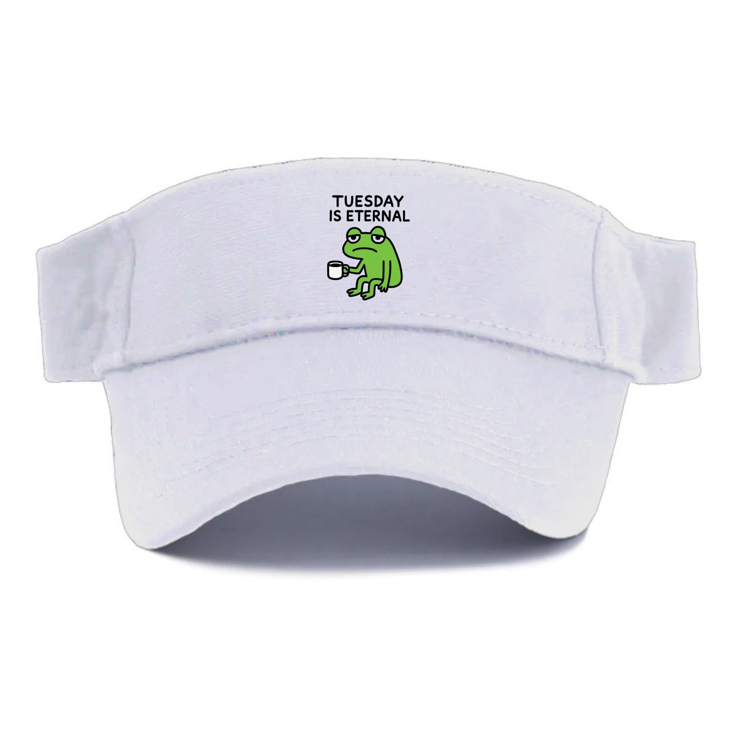 TUESDAY IS ETERNAL | Tired frog with coffee cup - Visor - White