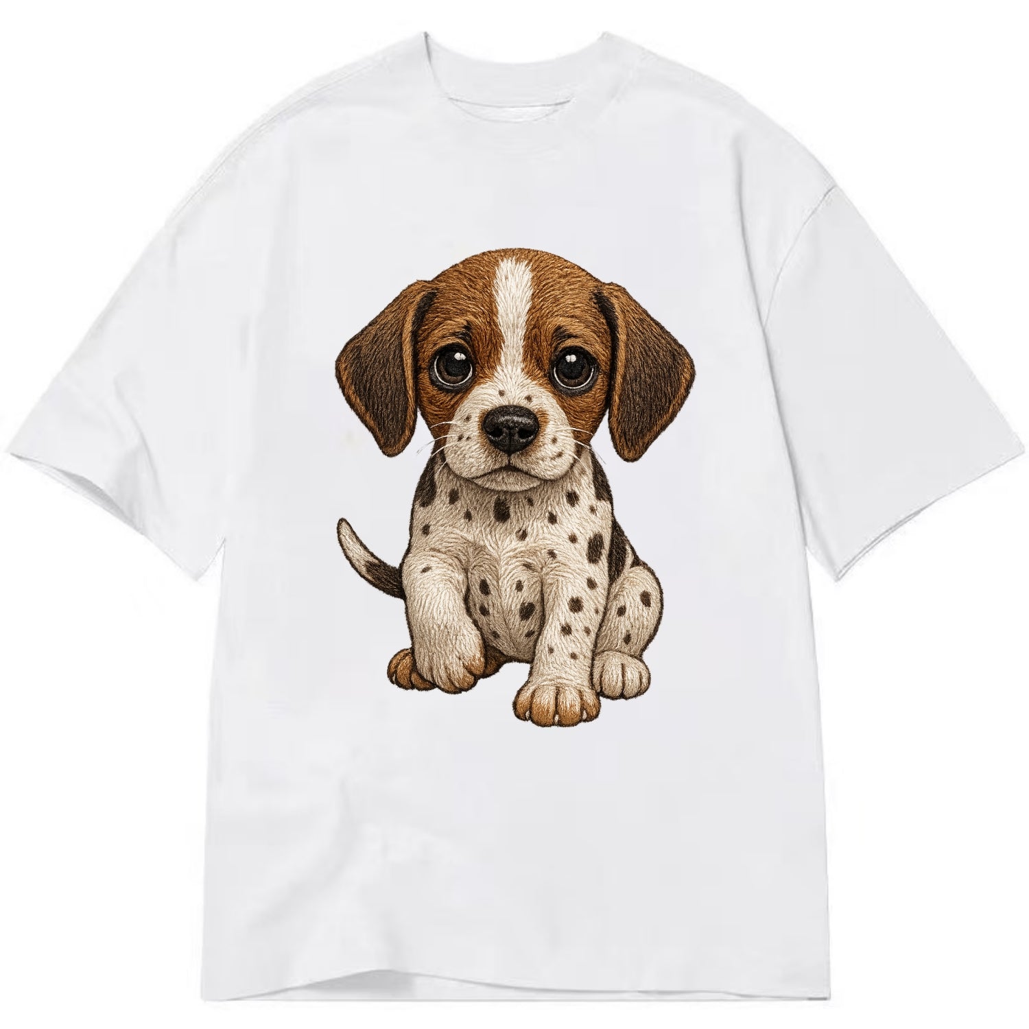 Baby Pointer Puppy - spotted coat, noble stance, alert eyes, front-facing, - Classic T-shirt - White
