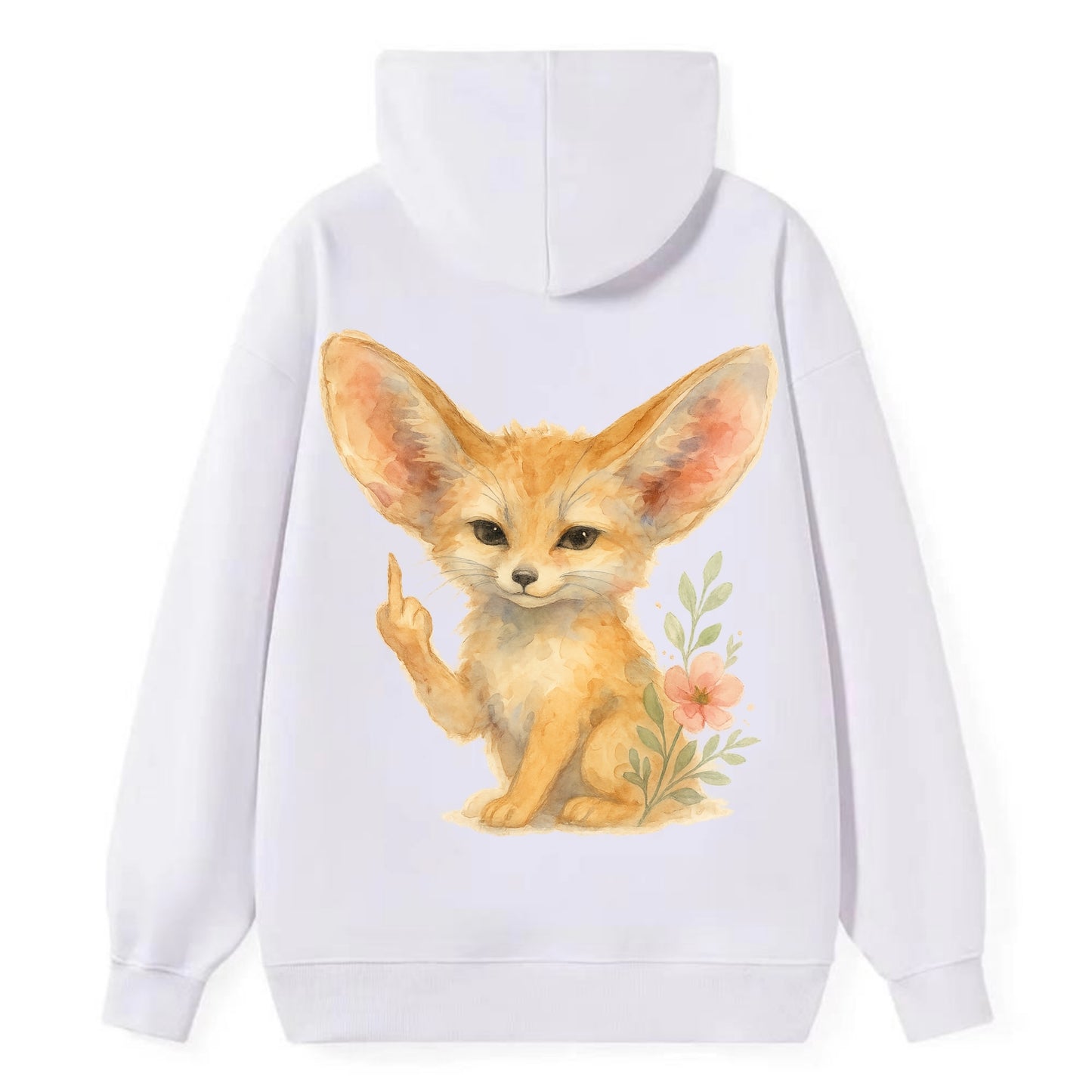 tiny fennec fox with oversized ears, one small paw raised in sass - Classic Pullover Hoodie - White