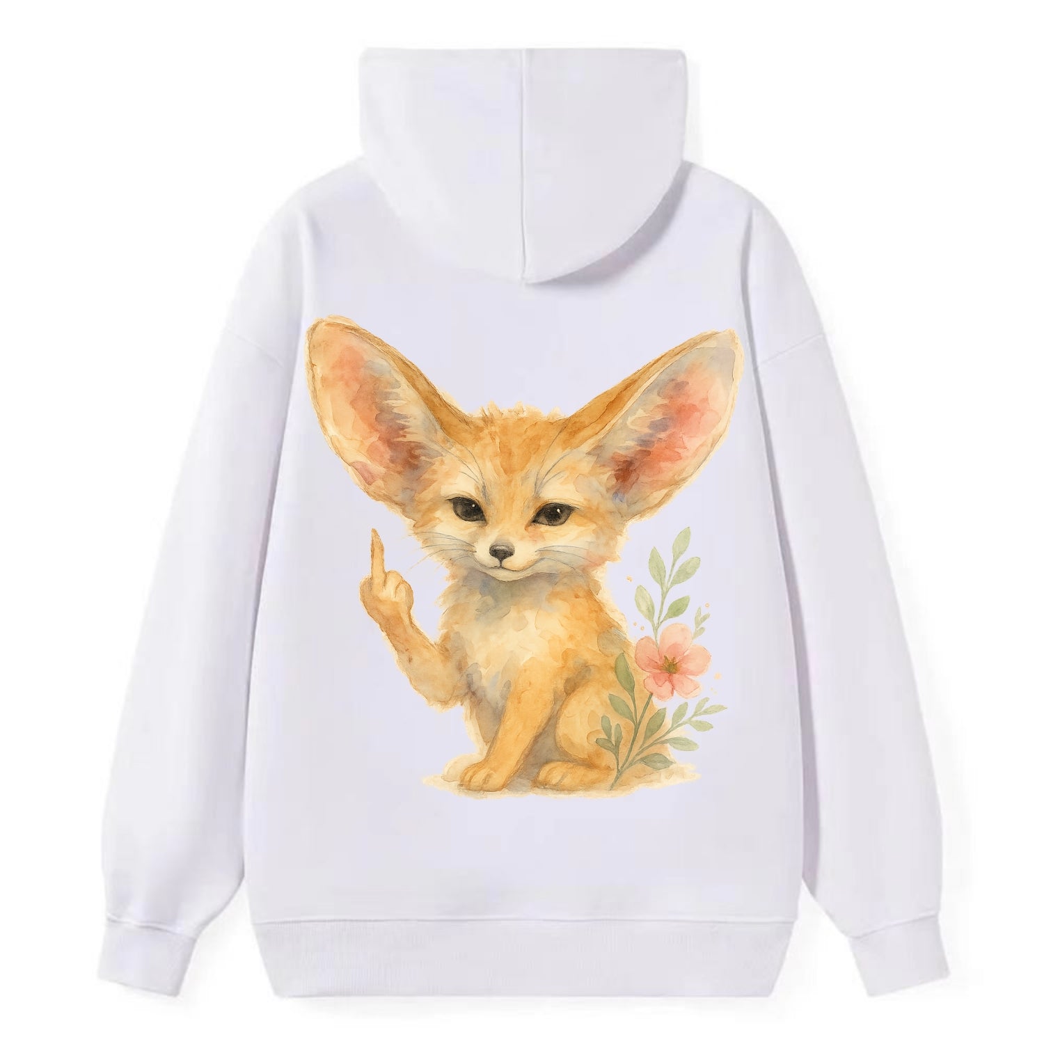 tiny fennec fox with oversized ears, one small paw raised in sass - Classic Pullover Hoodie - White