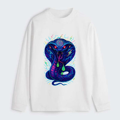 Mesmerizing cobra with hypnotic spiral patterns in the hood, scales - Classic Long Sleeve Shirt - White