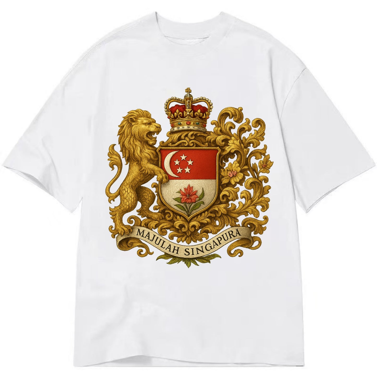 Singapore Merlion Emblem  - Classic T-shirt - White