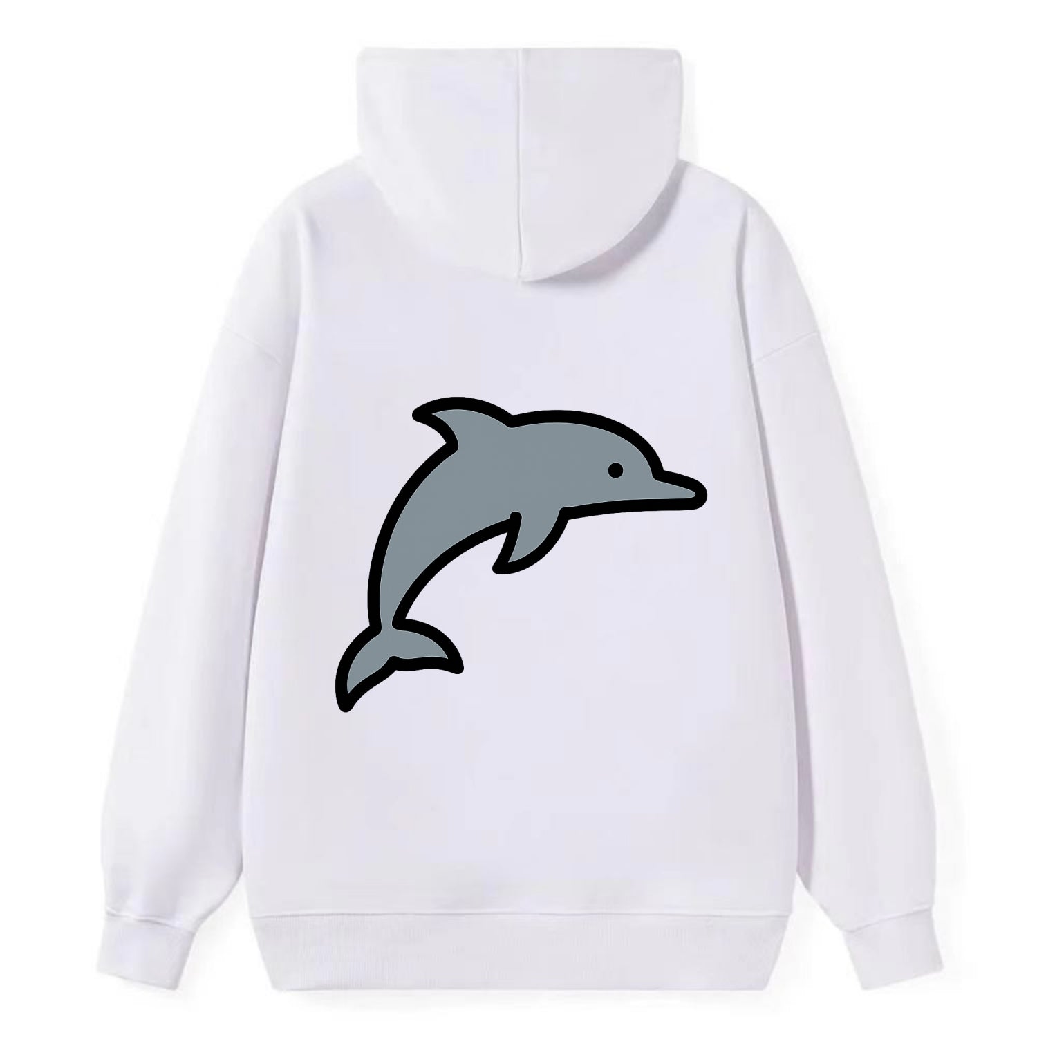 Bottlenose Dolphin - Gray jumping pose flat side profile - Classic Pullover Hoodie - White