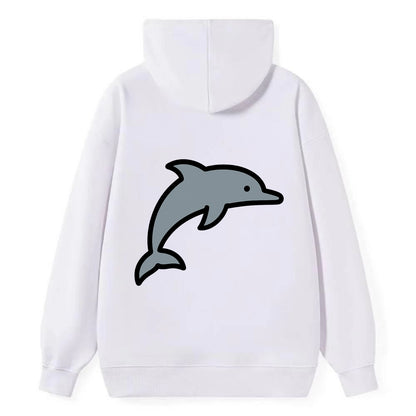 Bottlenose Dolphin - Gray jumping pose flat side profile - Classic Pullover Hoodie - White
