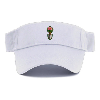 Embroidered patch design - GARDENING TROWEL FLOWER - garden tool with blooming flower in - Visor - White