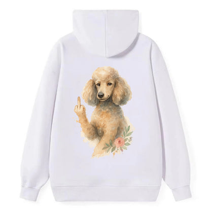 Standard Poodle with curly styled coat, intelligent face, fancy paw - Classic Pullover Hoodie - White