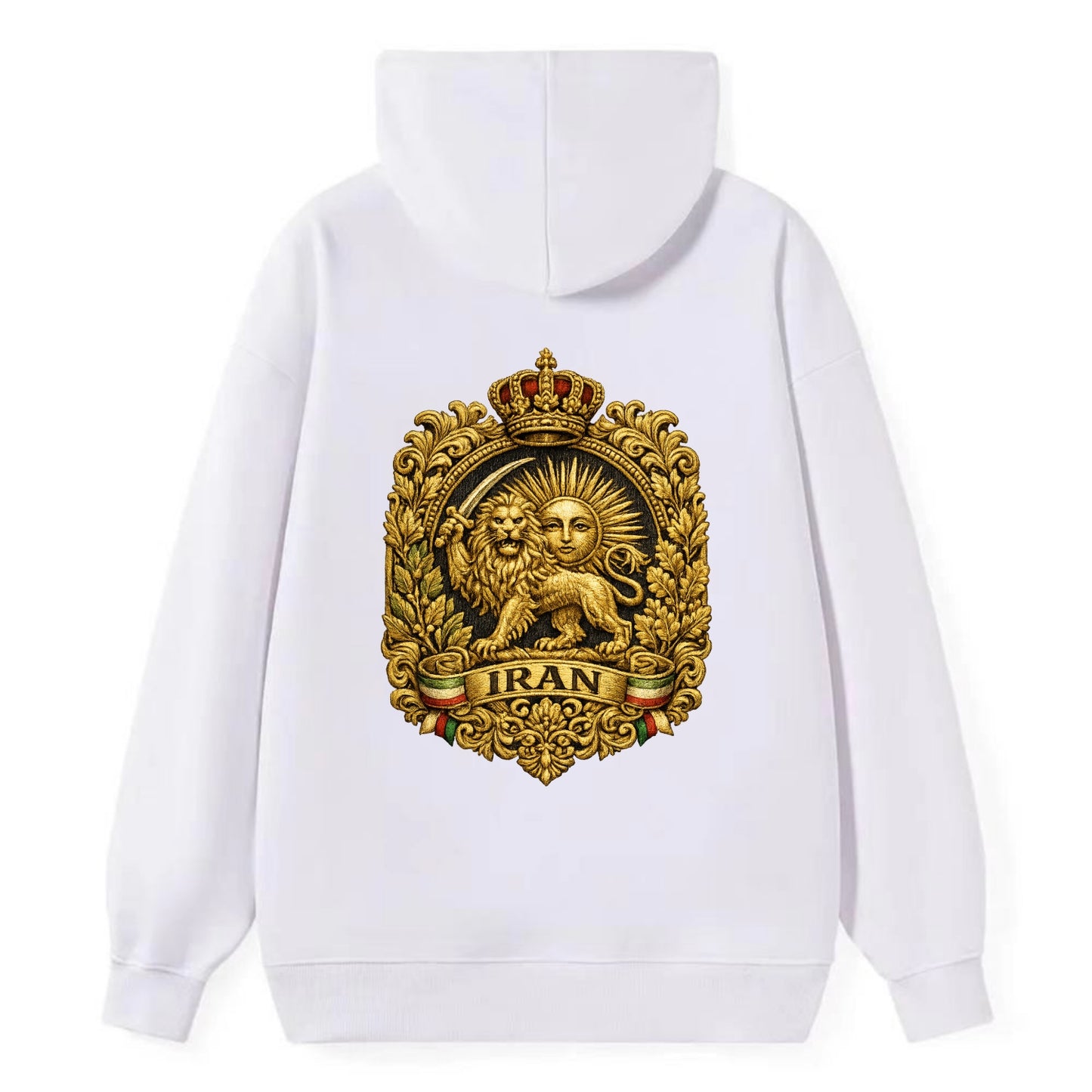 Iran Lion Sun Badge - Classic Pullover Hoodie - White