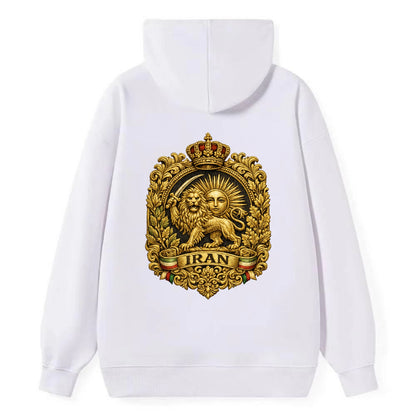 Iran Lion Sun Badge - Classic Pullover Hoodie - White
