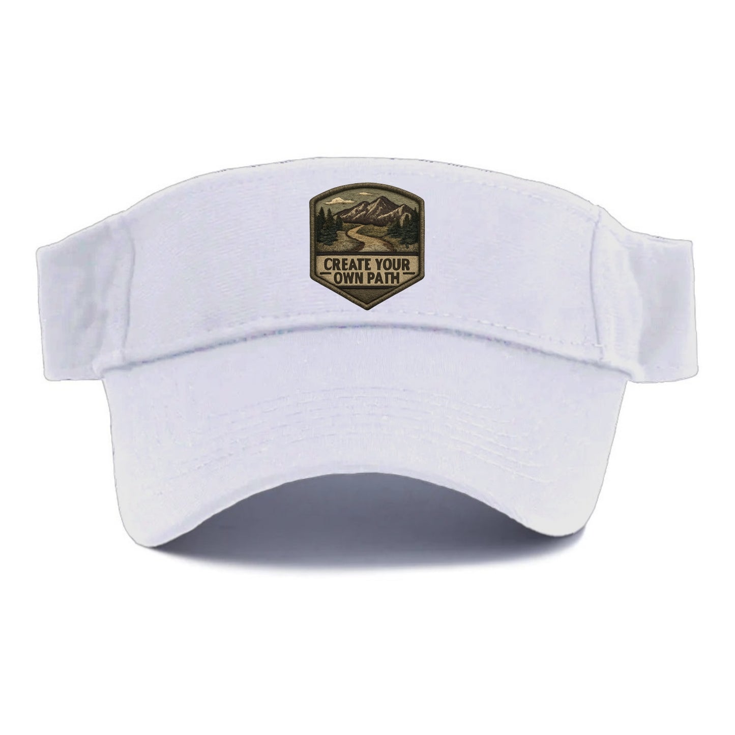 CREATE YOUR OWN PATH - trail with text in brown , independence - Visor - White