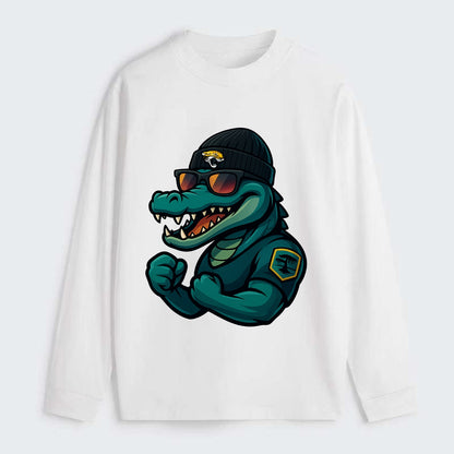 Jacksonville Alligator wearing Jaguars beanie with swamp patch and - Classic Long Sleeve Shirt - White