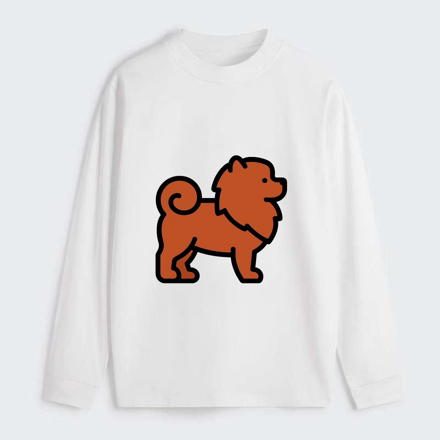 Chow Chow - Red fluffy flat side profile - Classic Long Sleeve Shirt - White