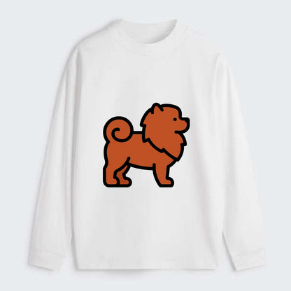 Chow Chow - Red fluffy flat side profile - Classic Long Sleeve Shirt - White