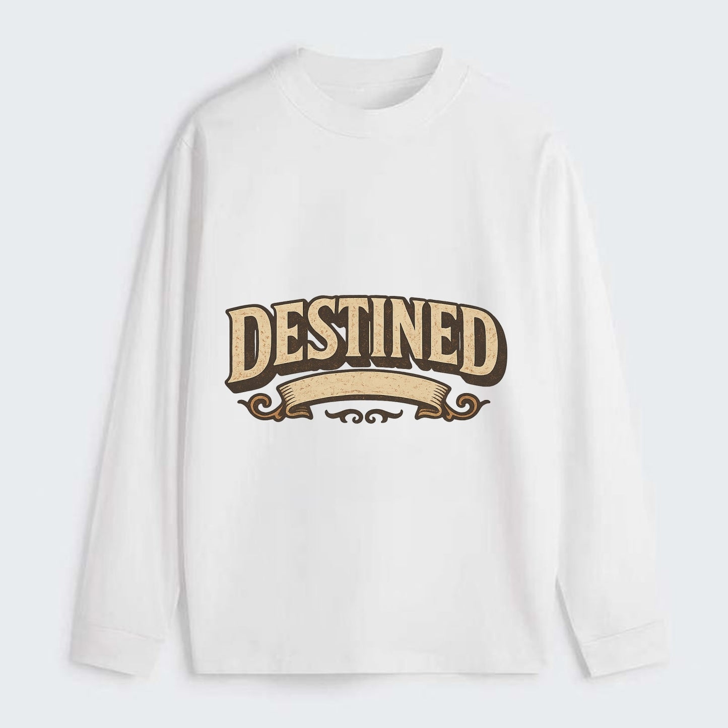 Bold typography design - "DESTINED" - fated for greatness - Classic Long Sleeve Shirt - White