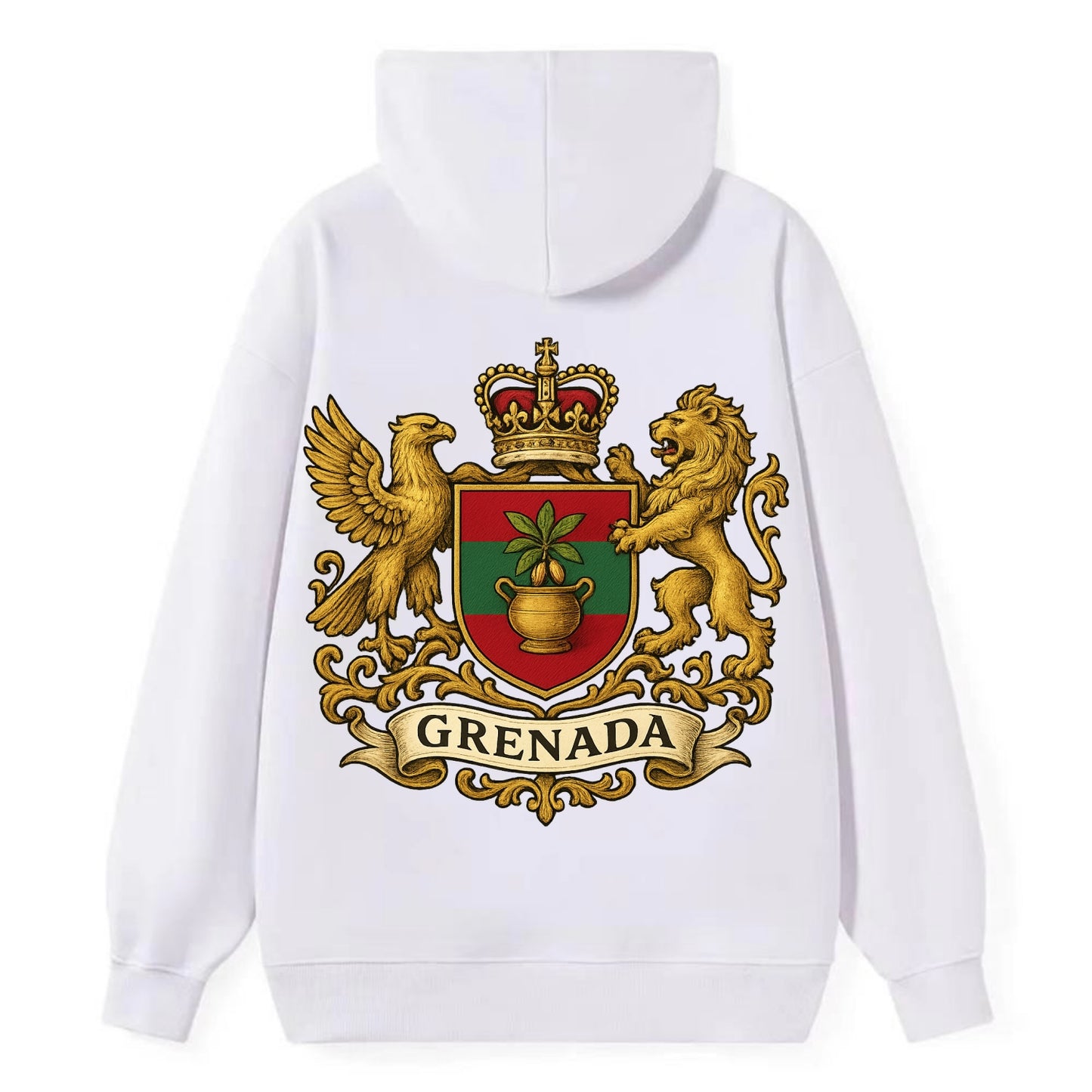 Grenada Heritage Badge  - Classic Pullover Hoodie - White