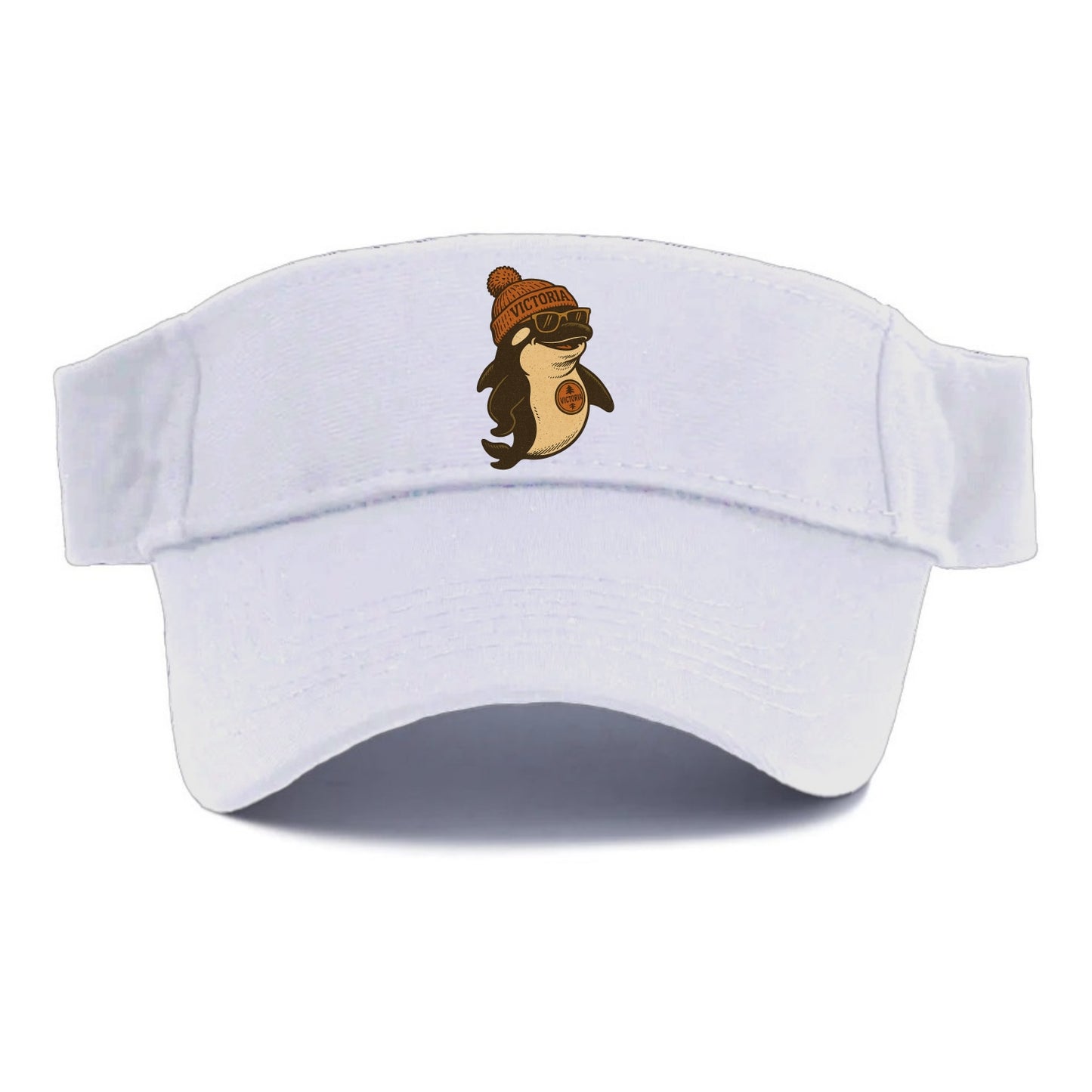 Victoria Orca wearing Victoria beanie with pom pom and wayfarer sunglasses - Visor - White