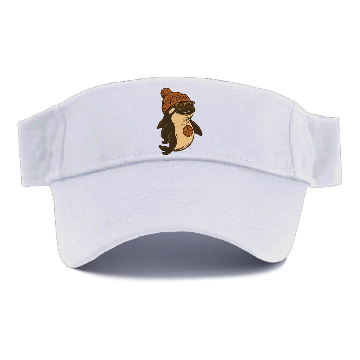 Victoria Orca wearing Victoria beanie with pom pom and wayfarer sunglasses - Visor - White