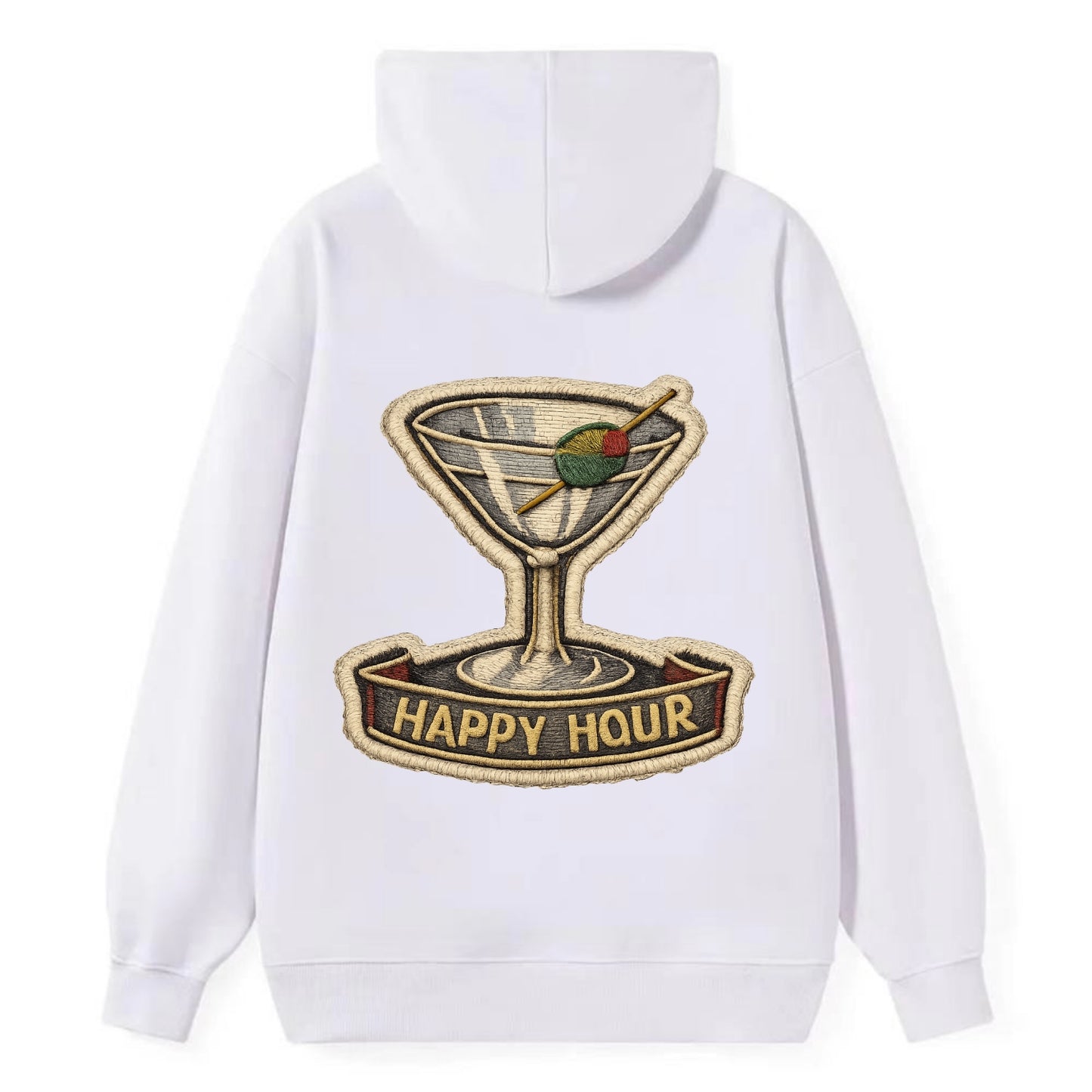 COCKTAIL MARTINI - martini glass with olive in silver and green , happy - Classic Pullover Hoodie - White