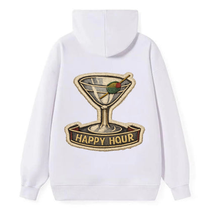 COCKTAIL MARTINI - martini glass with olive in silver and green , happy - Classic Pullover Hoodie - White