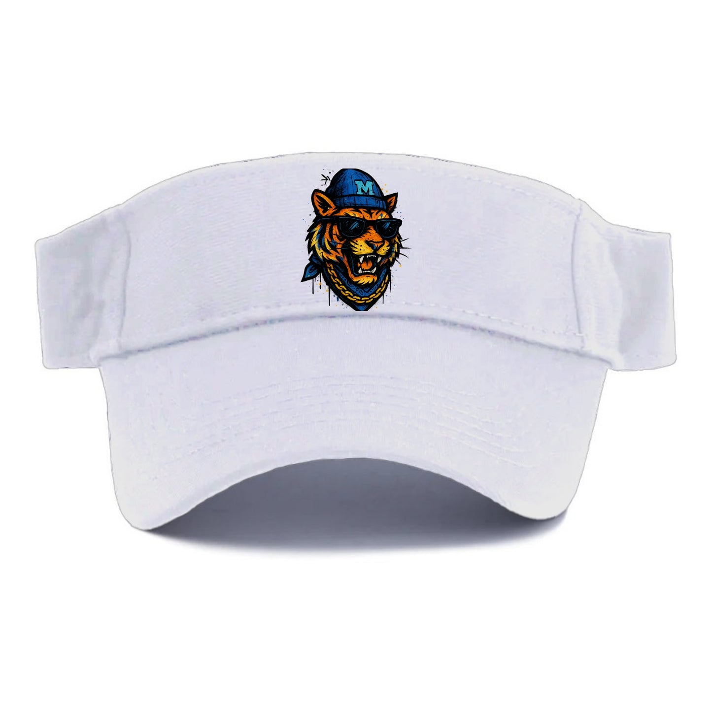 Memphis Tiger wearing Memphis beanie with M patch - Visor - White