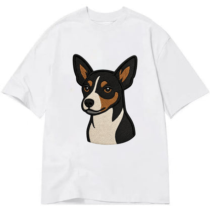 Rat Terrier - Tri-color embroidered pose - Classic T-shirt - White