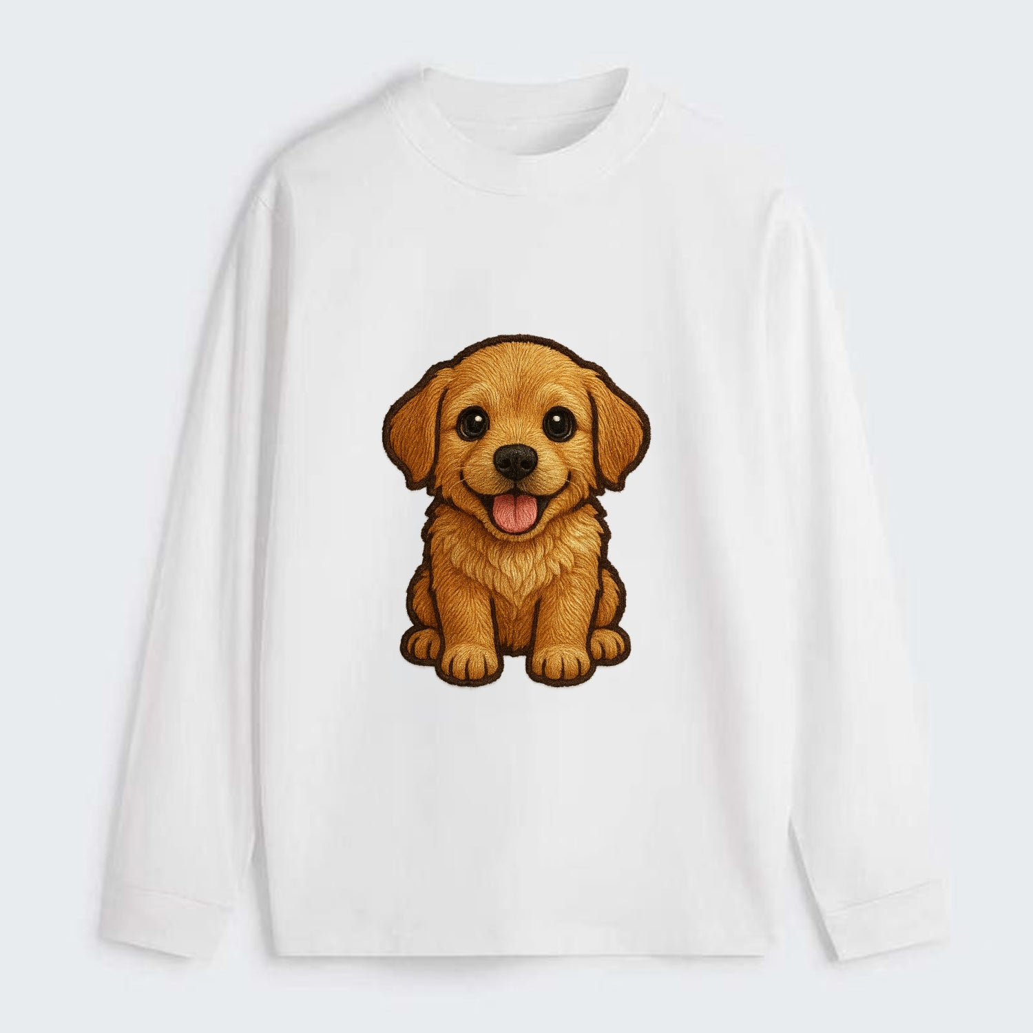 Baby Golden Retriever Puppy - fluffy golden fur, big brown eyes, pink - Classic Long Sleeve Shirt - White
