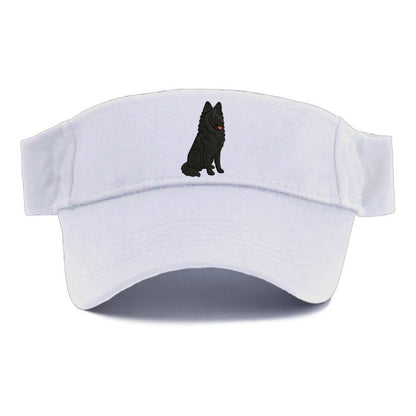 Belgian Sheepdog - Black long-haired embroidered pose - Visor - White