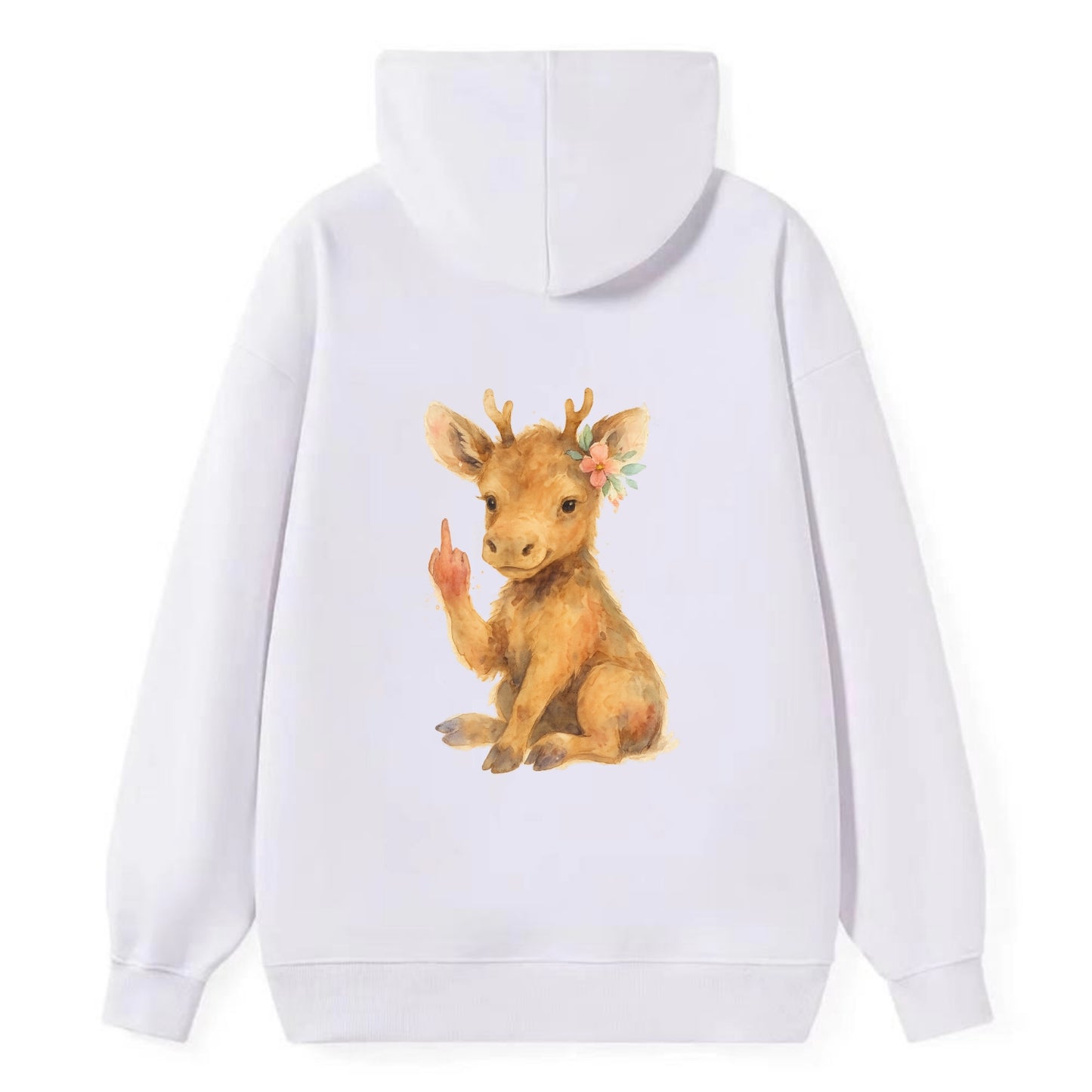 baby moose with adorable tiny antlers, one hoof raised in attitude - Classic Pullover Hoodie - White