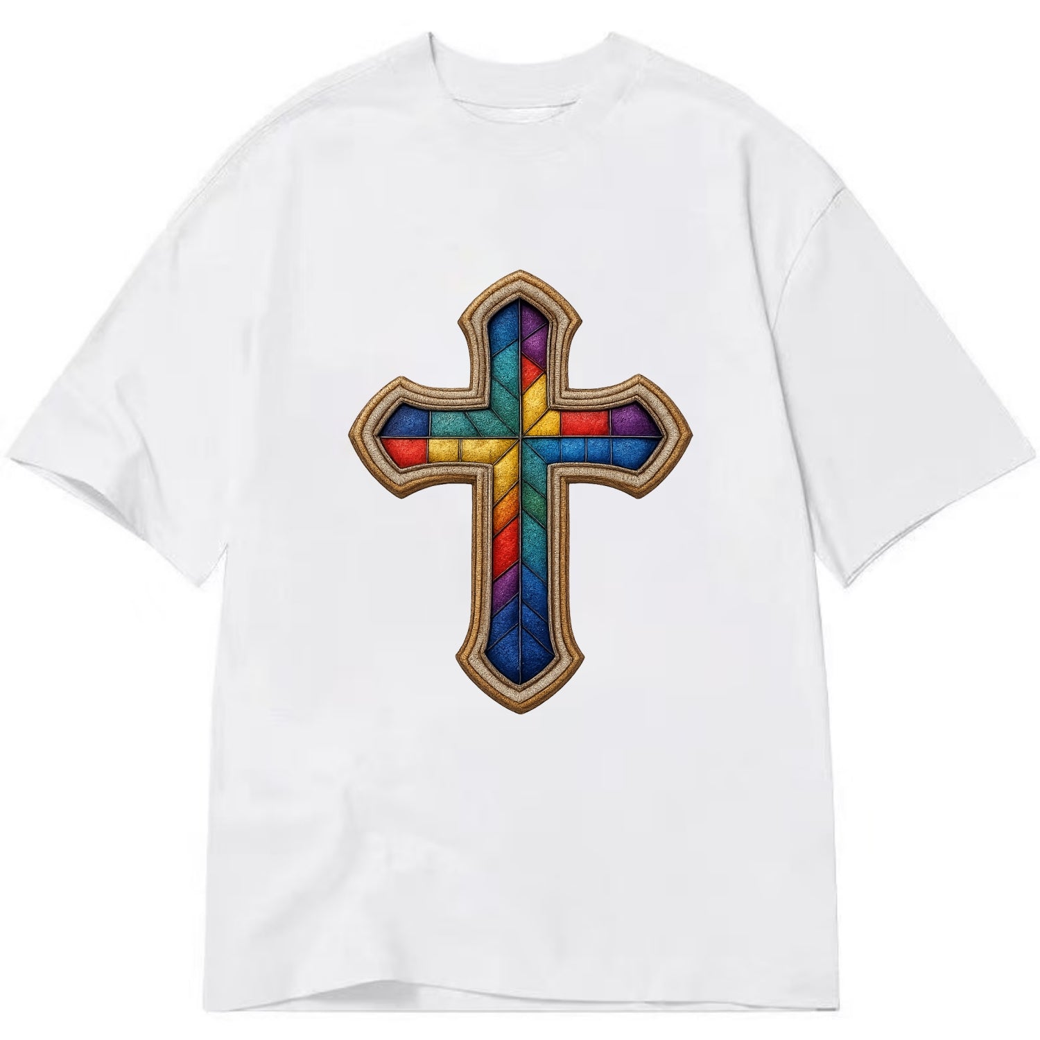 Stained Glass Cross  - Classic T-shirt - White